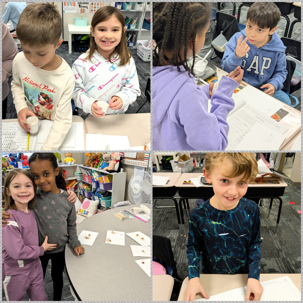 Second grade students making glue. 