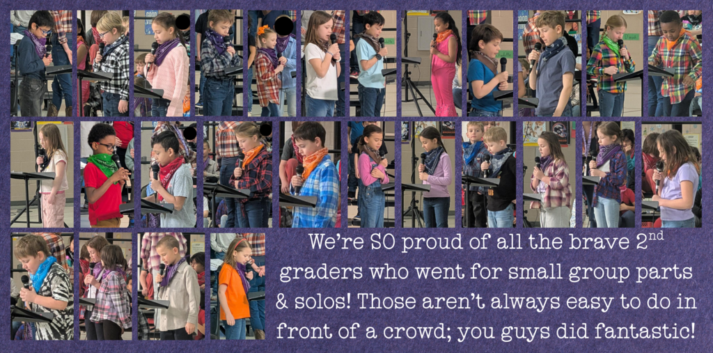 Several 2nd graders took on small group parts & even solos! Way to go! You guys did fantastic!