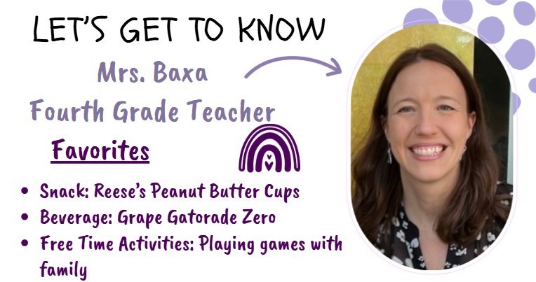 teacher Mrs. Baxa smiling