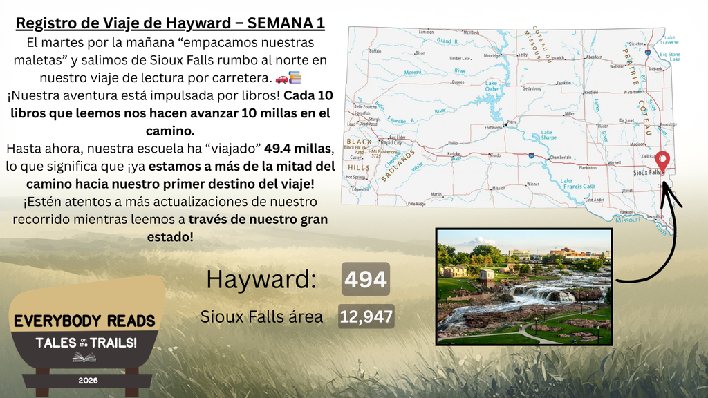 A map of South Dakota with a photo of Falls Park and an arrow pointing to the location on the map.