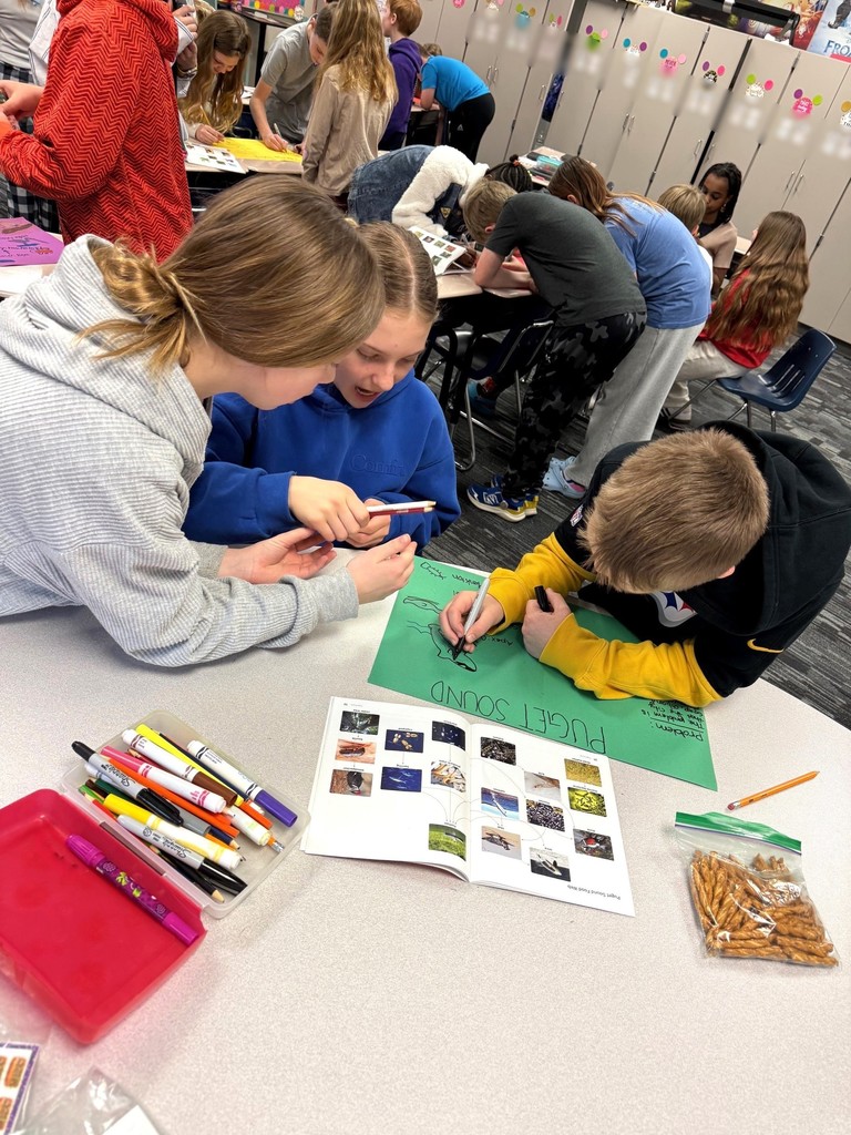Students writing about ecosystems. 