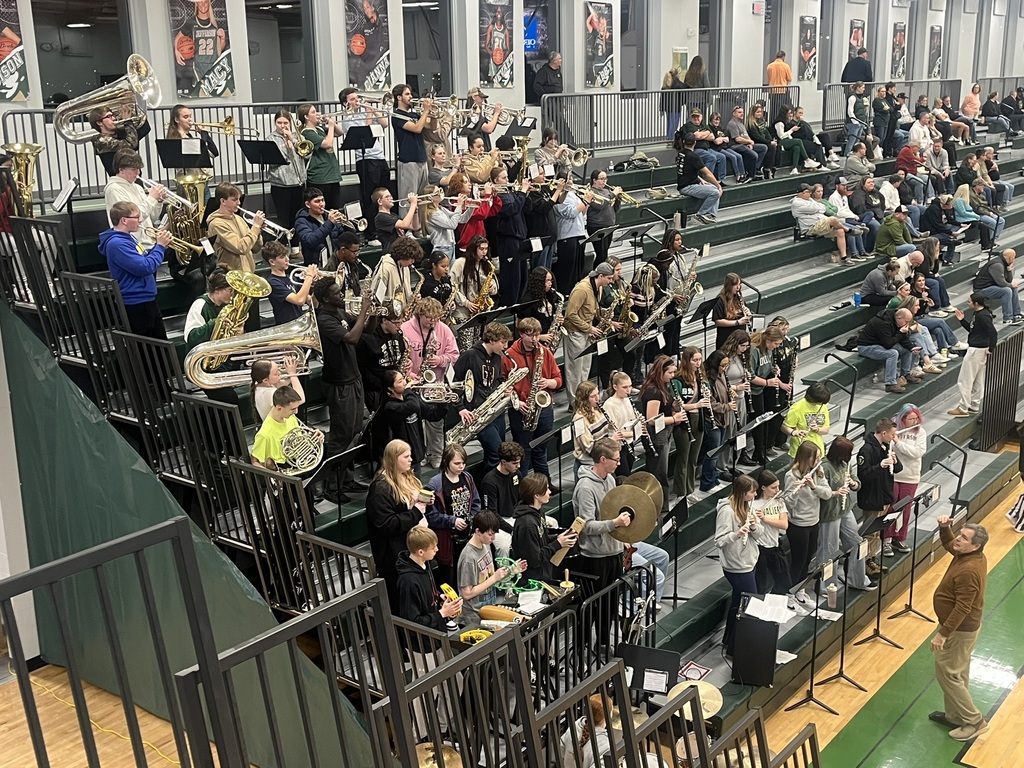 8th grade band students playing in Jefferson Pep Band. 