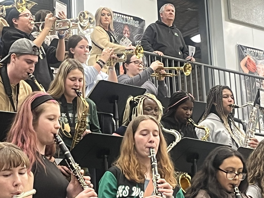 8th grade band students playing in Jefferson Pep Band. 