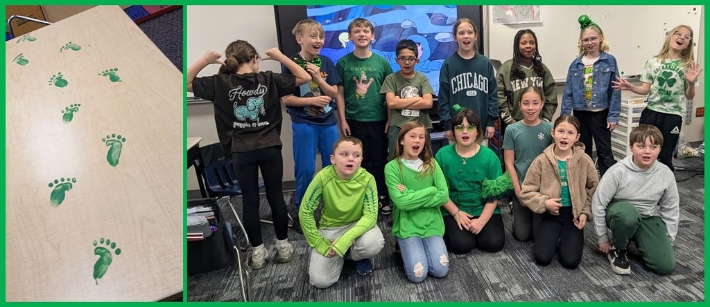 Students wearing green for St. Patrick's Day. 