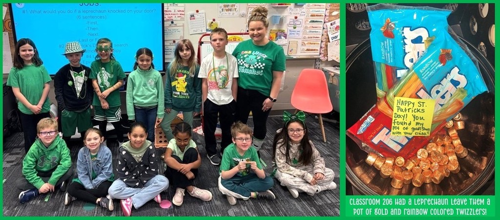 Students wearing green for St. Patrick's Day. 