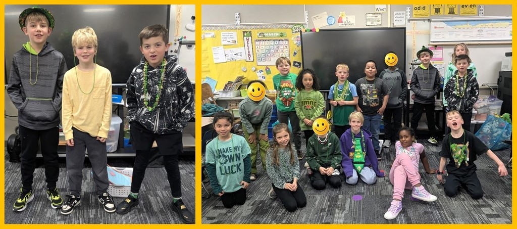 Students wearing green for St. Patrick's Day. 