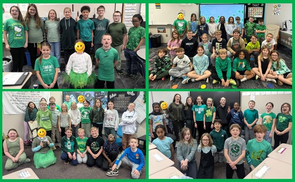 Students wearing green for St. Patrick's Day. 