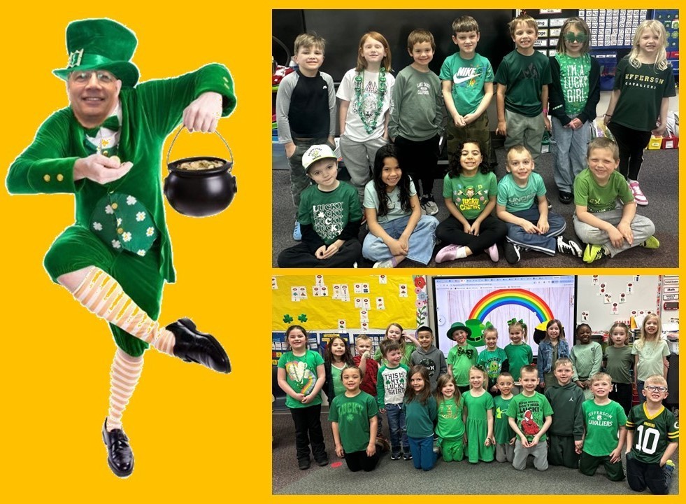 Students wearing green for St. Patrick's Day. 