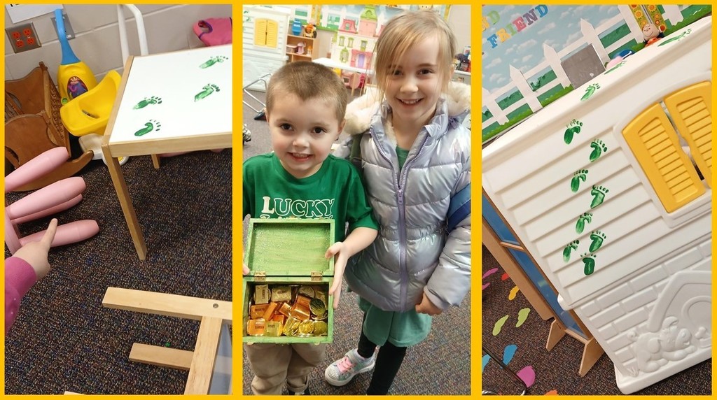 Students wearing green for St. Patrick's Day. 