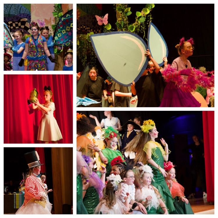 collage style photo of Alice in wonderland 