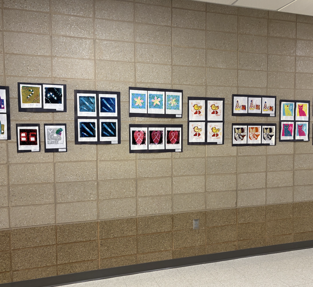 Student art that was displayed at Fine Art Nights demonstrating skills learned throughout the year. 