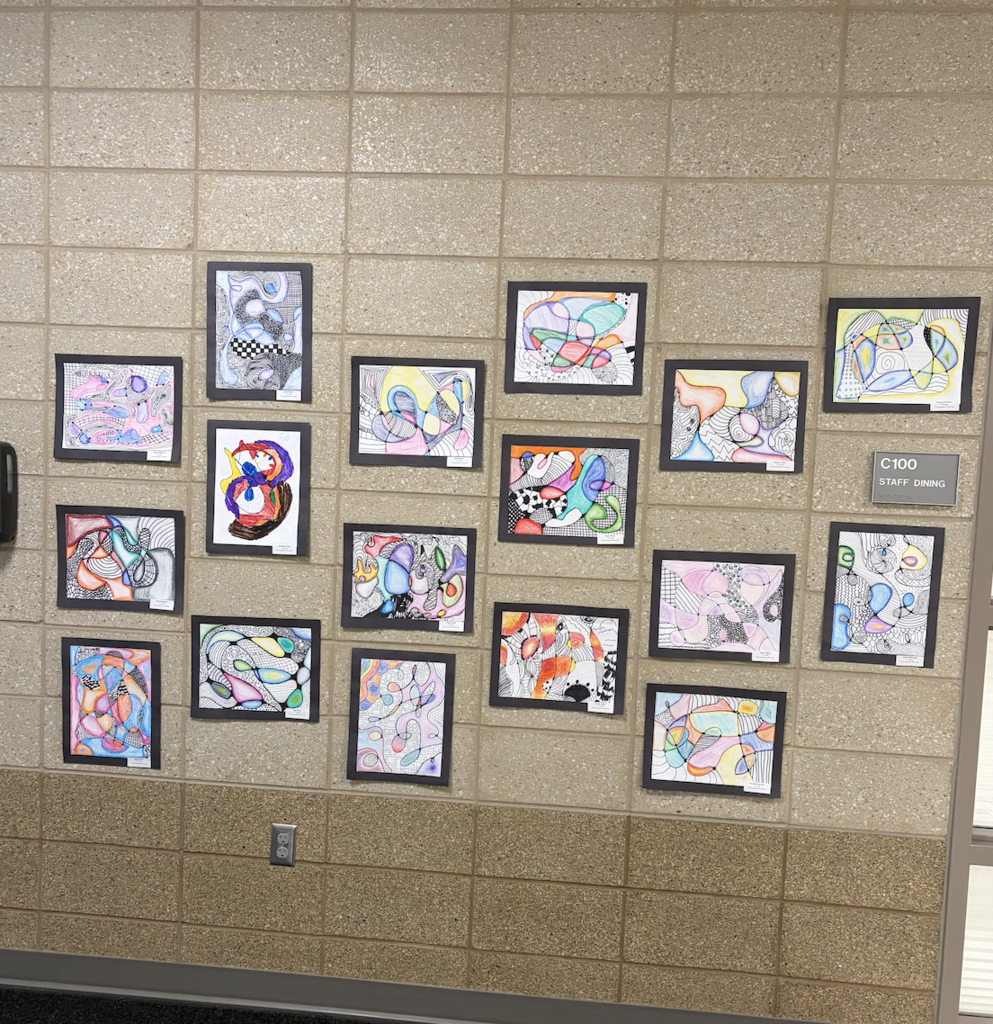 Student art that was displayed at Fine Art Nights demonstrating skills learned throughout the year. 