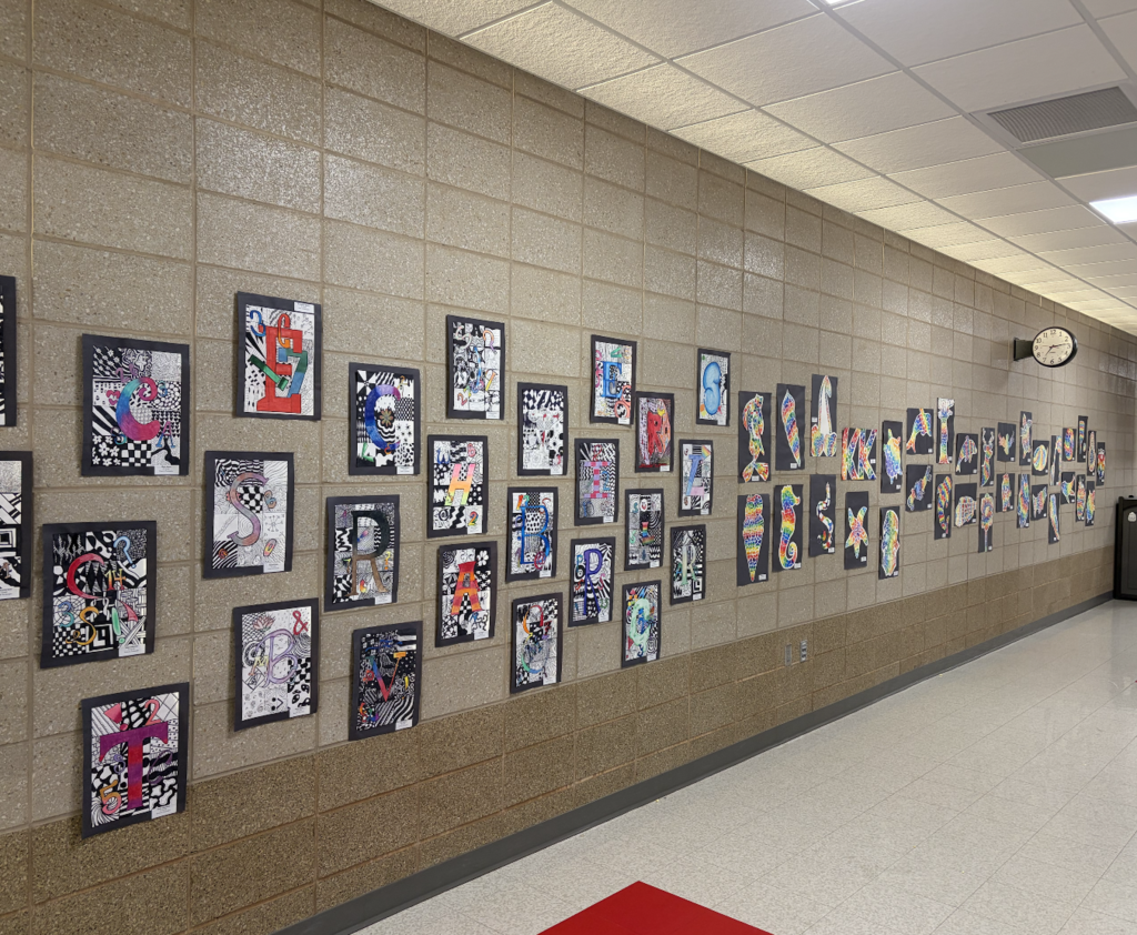 Student art that was displayed at Fine Art Nights demonstrating skills learned throughout the year. 