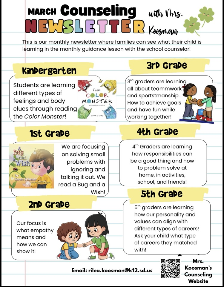 grade level counseling lessons for the month