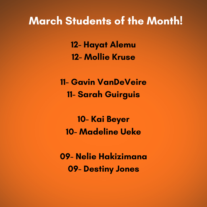 March Students of the Month