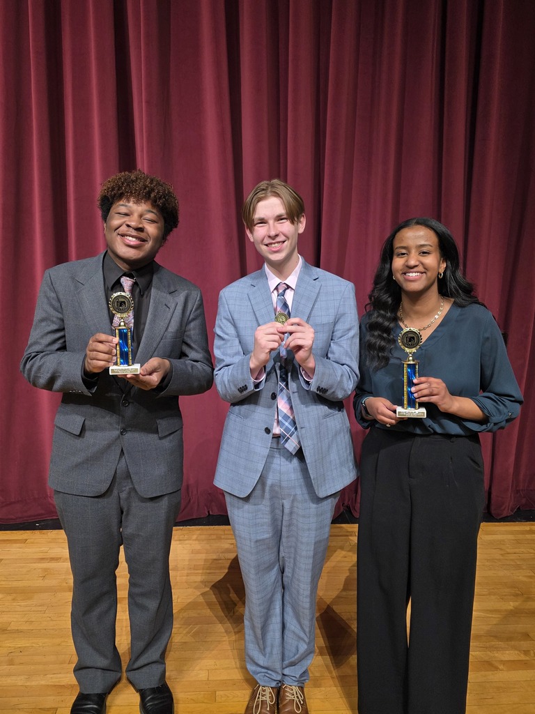 Damien Deen 3rd place Original Oratory. Owen Reed 4th place Original Oratory. Amen Tereda 2nd Place Informative Speaking.