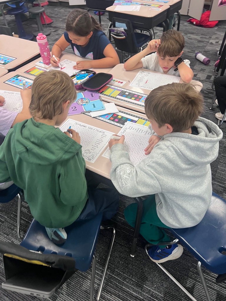 Students doing a worksheet. 