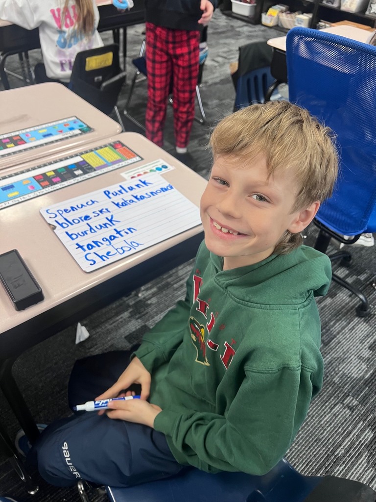 Students doing a worksheet. 