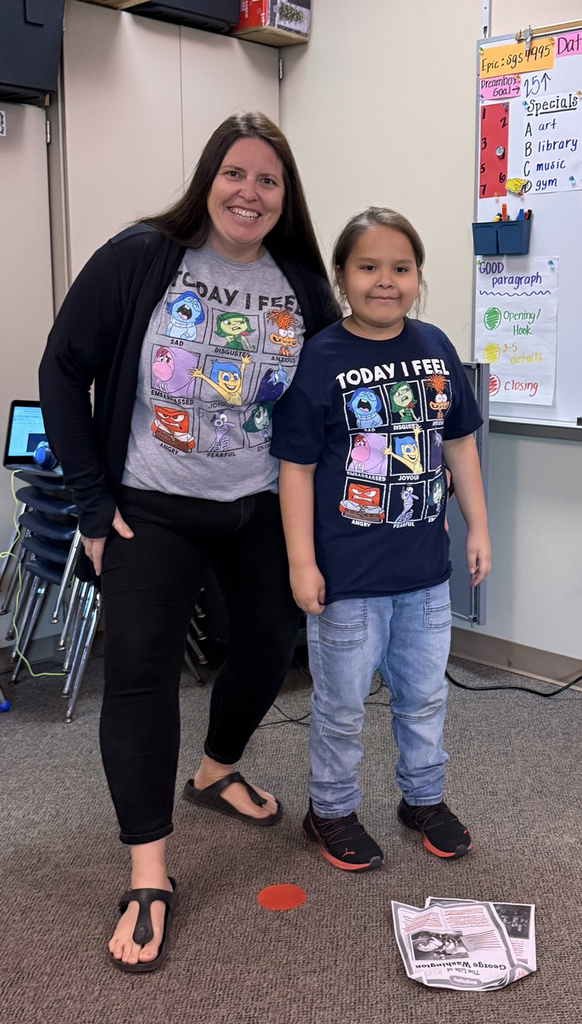 teacher and student dressed in same tshirt 
