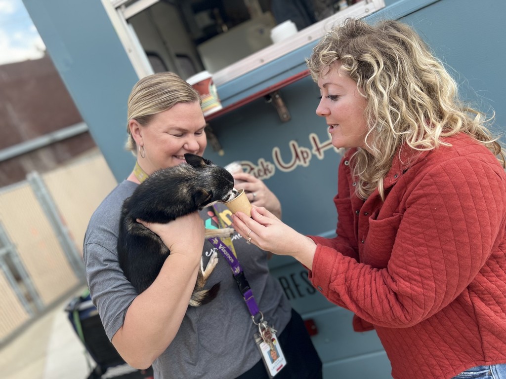 Harley & a special pup cup from Rainy Day Coffee Company