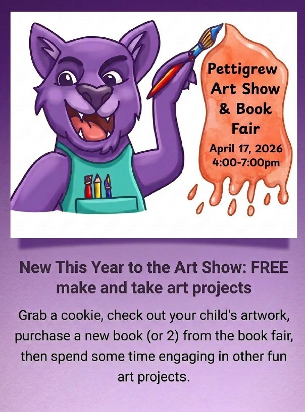 Panther cartoon with a paint brush announcing art show