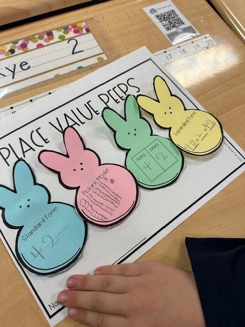paper peeps glued to poster