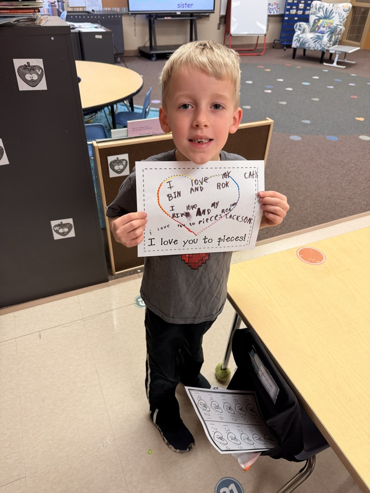 a student showing his writing 