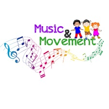 music and movement with music notes and kids.