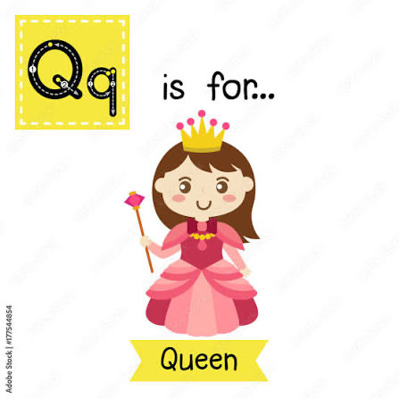 Q is for queen with a girl dressed as a queen 