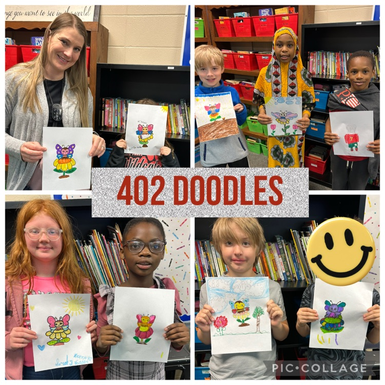 students with their doodle drawings