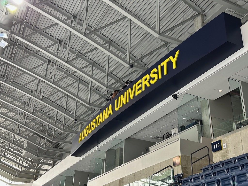 Augustana University logo in the hockey arena