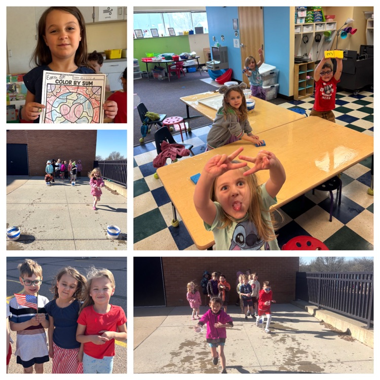 a collage style photo of kindergarten students 