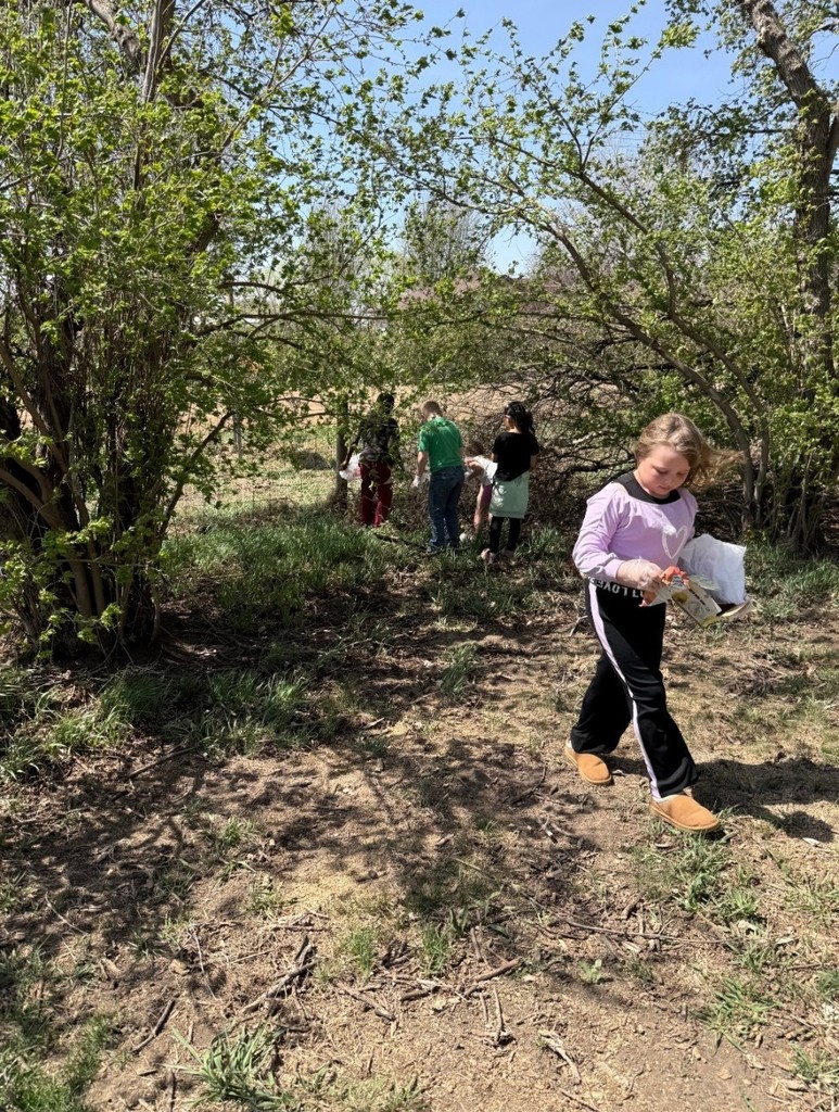 students picking up garbage
