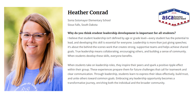 Heather Conrad- 2026 ASCA Exemplary Advisor