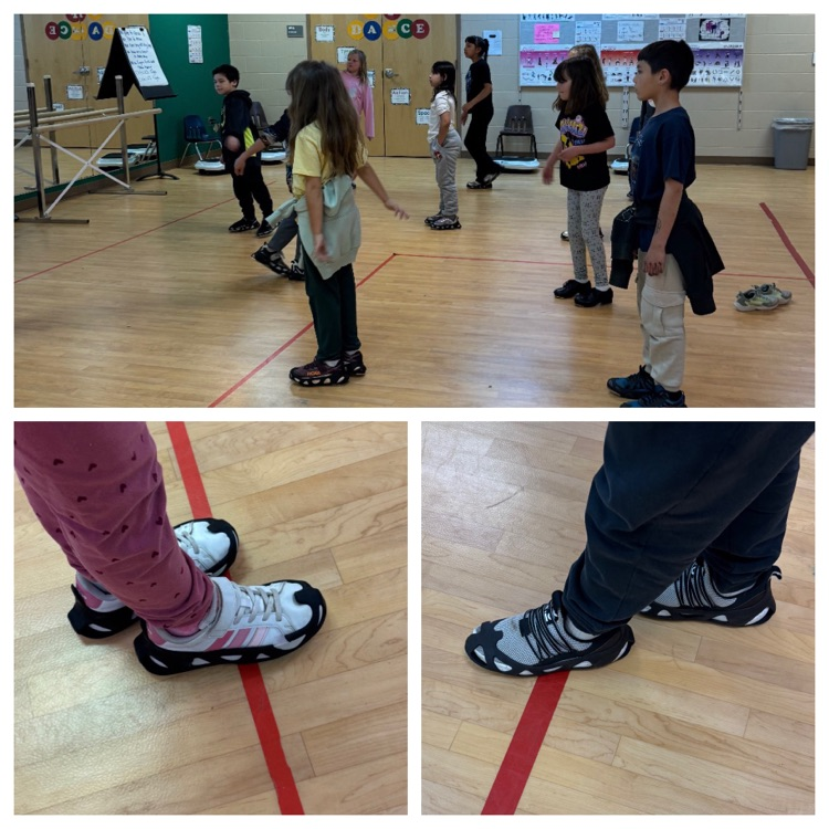 a collage style photo of children learning tap 