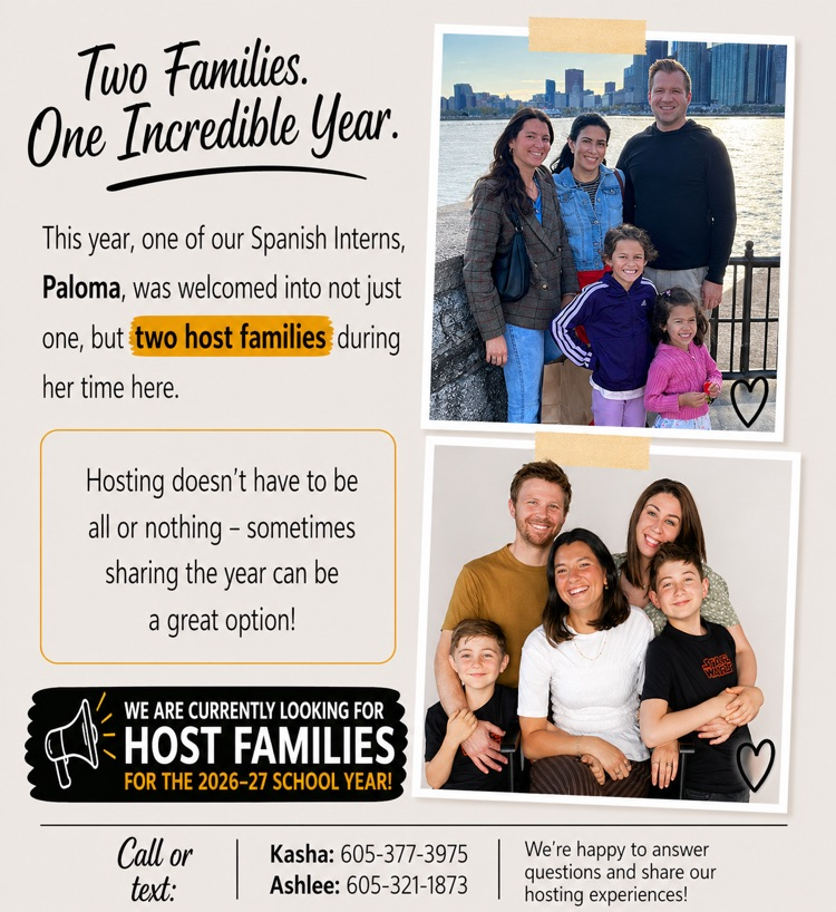 Host family pictures with interns 