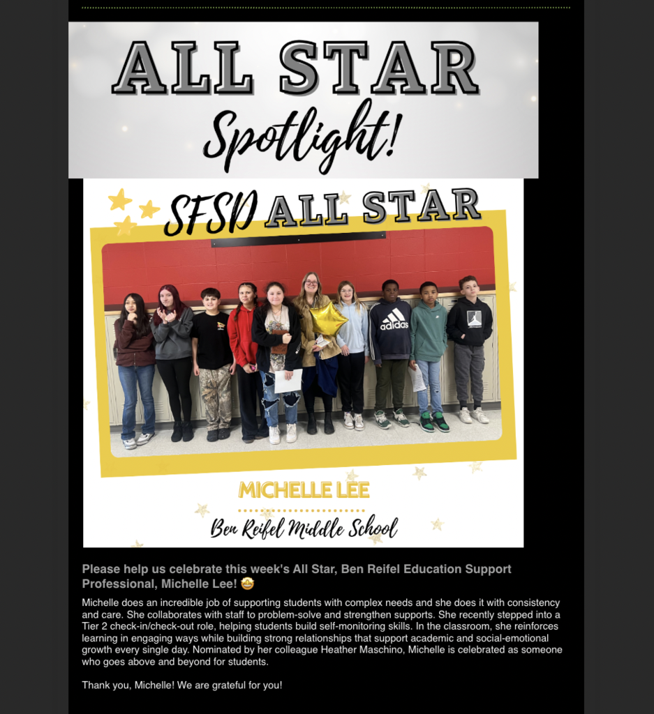 Congrats to Michelle on her District All Star nomination! 