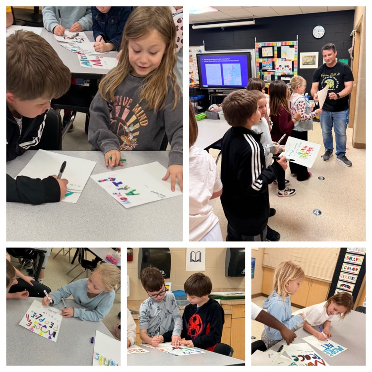 collage style photos of students doing an activity 