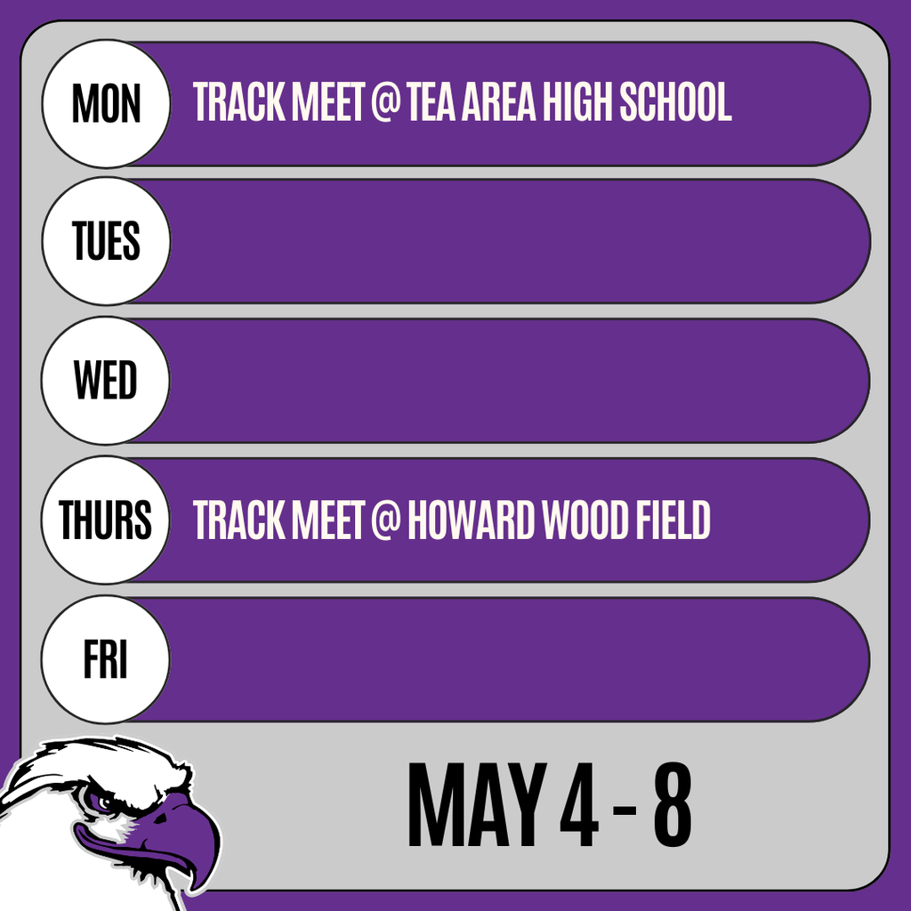 Schedule for May 4 -8 