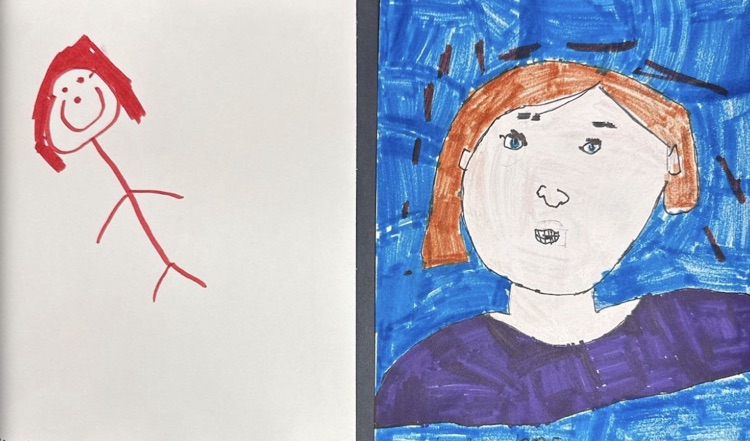 two self portraits side by side