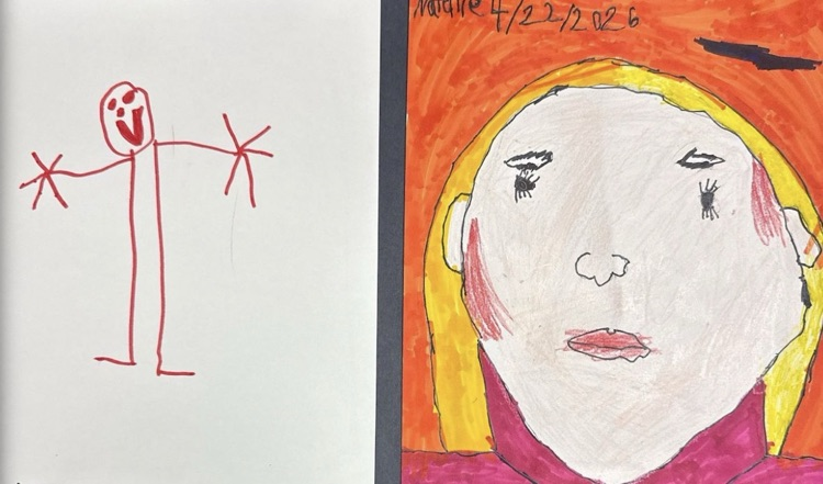 two self portraits side by side