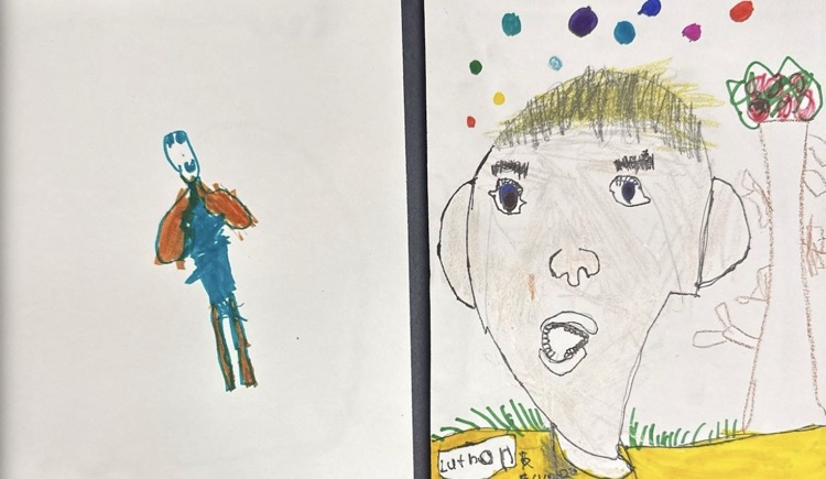 two self portraits side by side