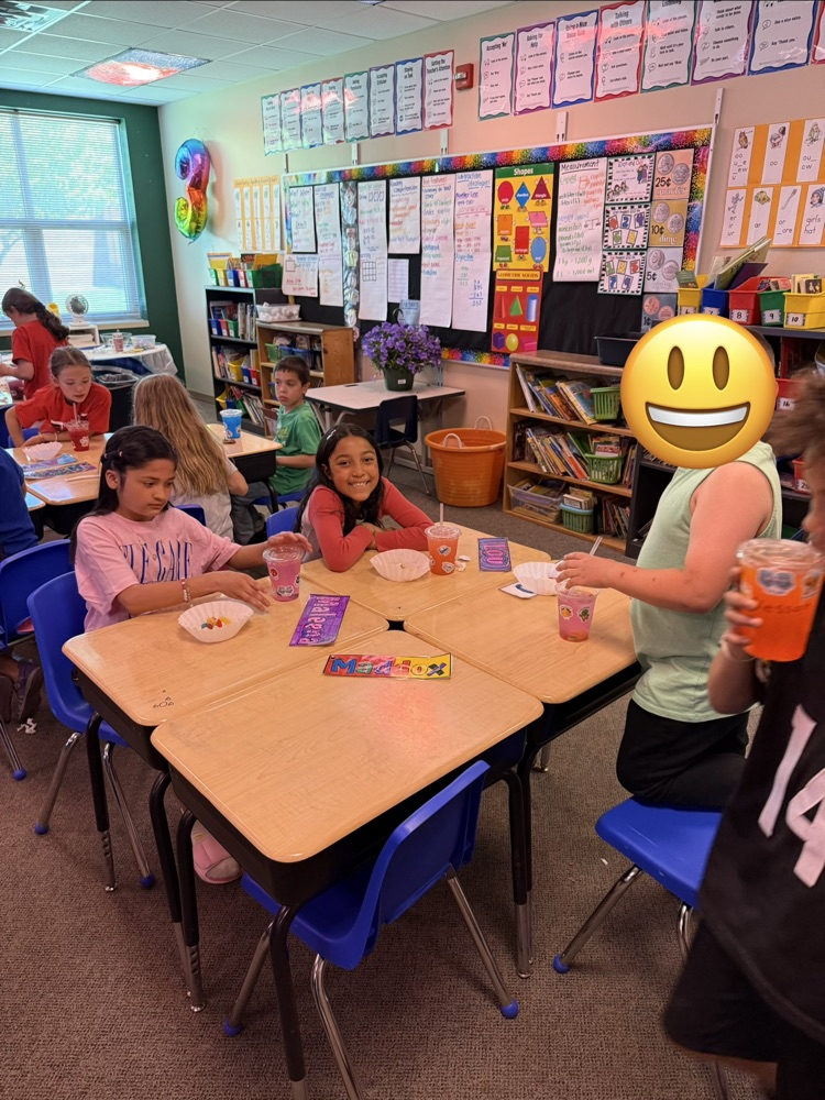 Students enjoying a snack after testing. 