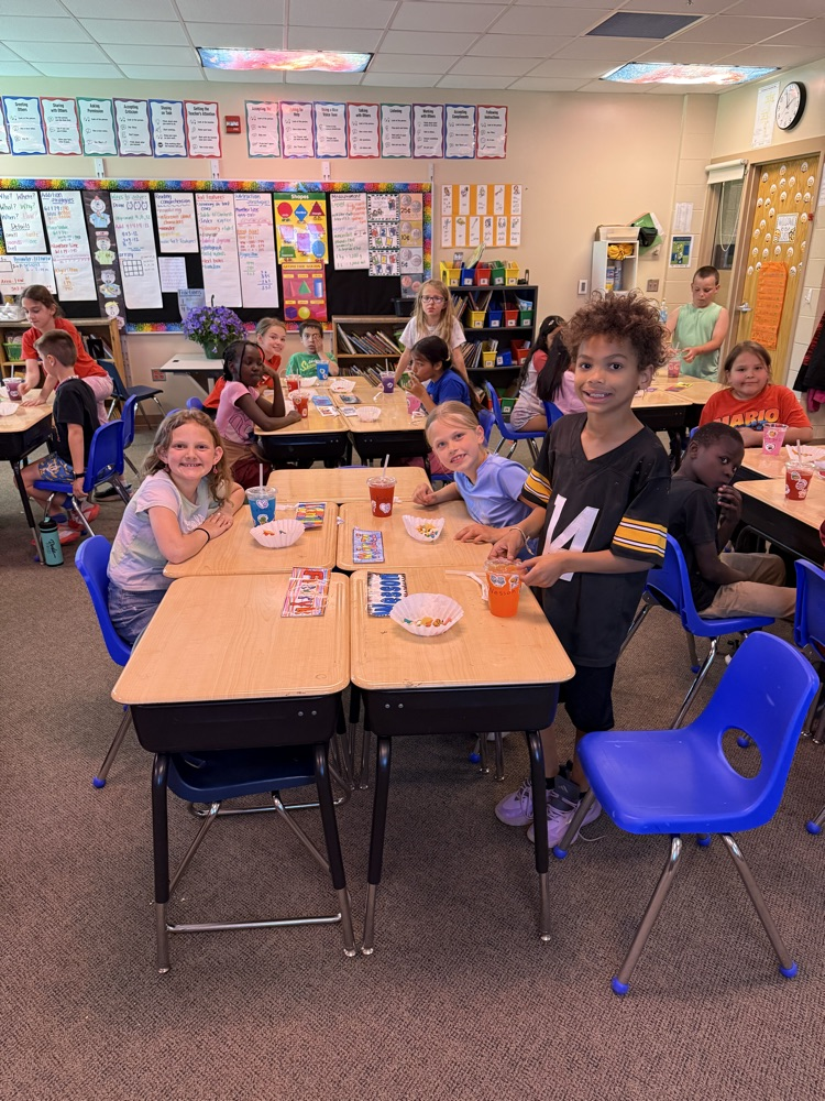 Students enjoying a snack after testing. 