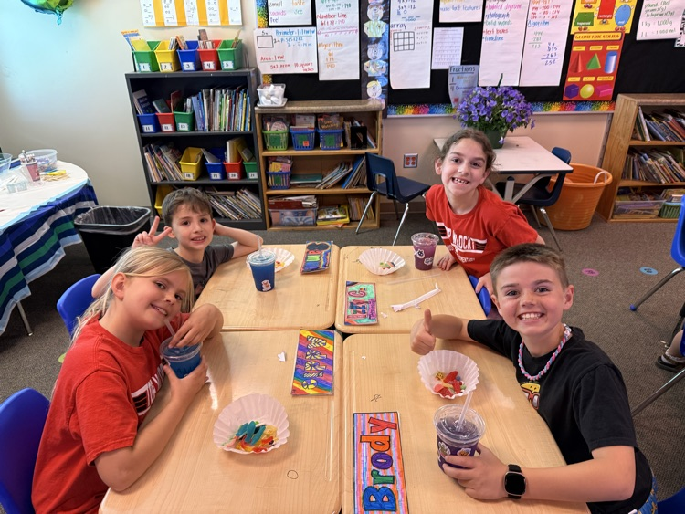Students enjoying a snack after testing. 