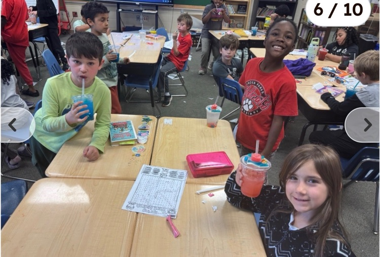 Students enjoying a snack after testing. 