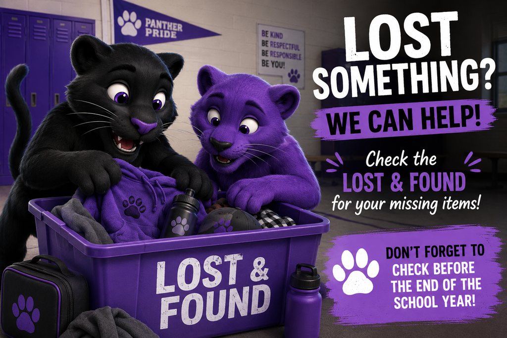 Two  little panthers looking through a lost and found bin at school.