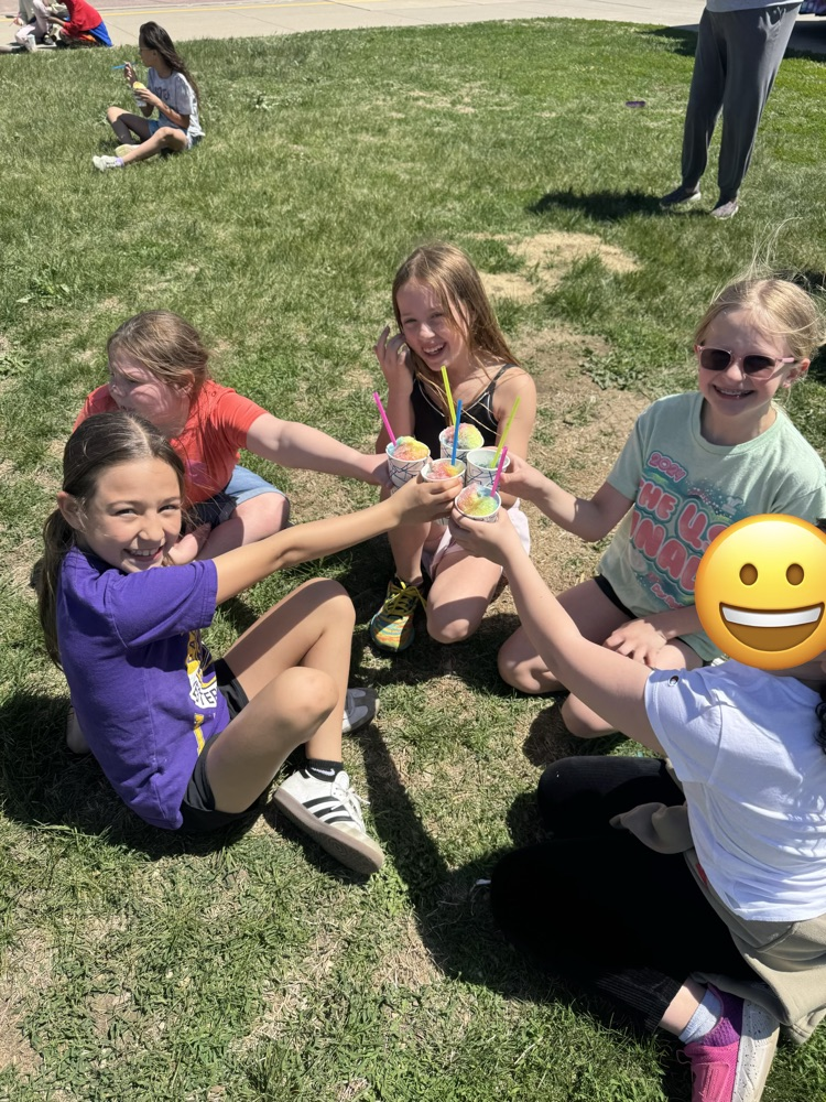 students enjoying snow cones 