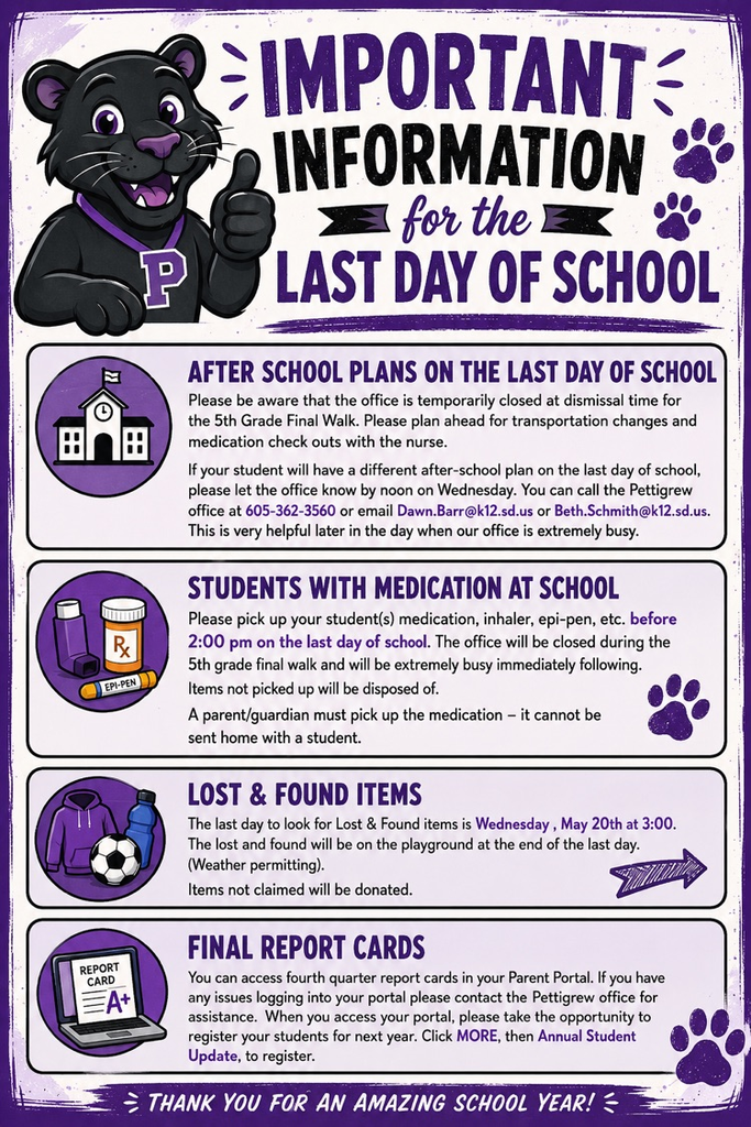 last day of school reminder posted 
