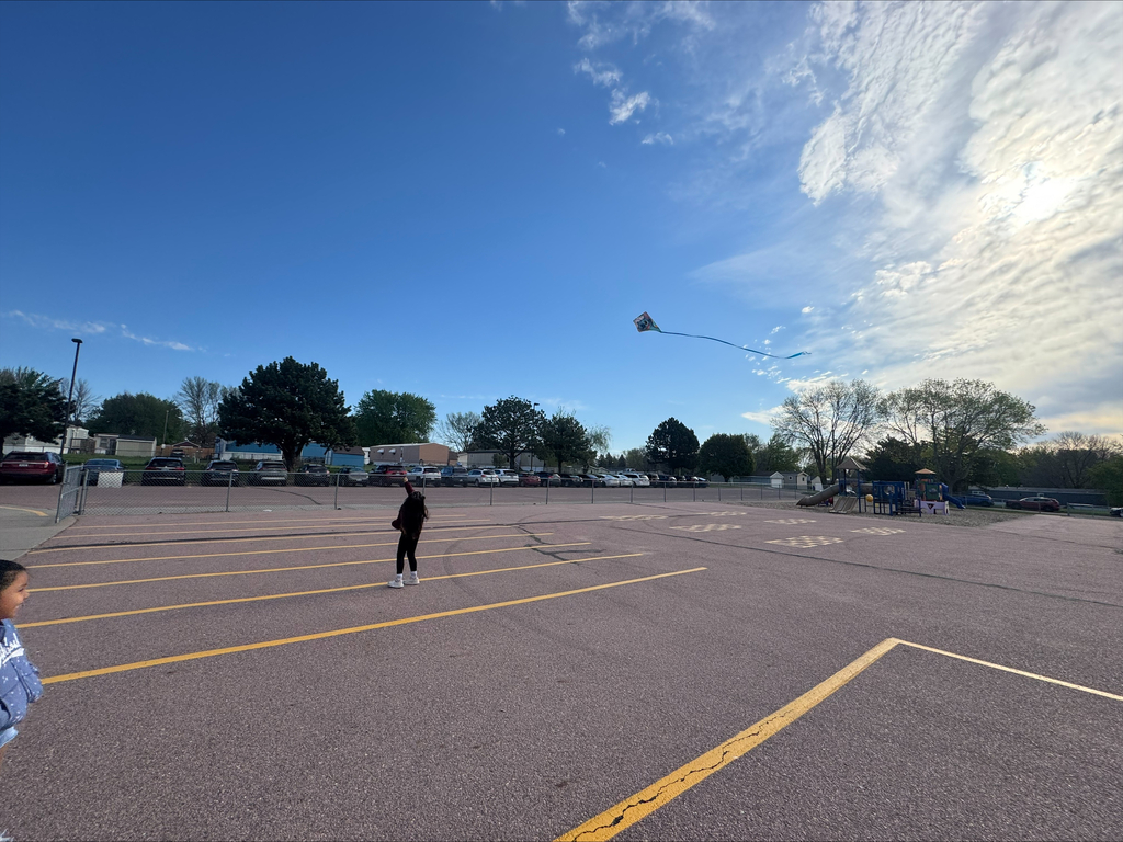 children flying kites on the school playground